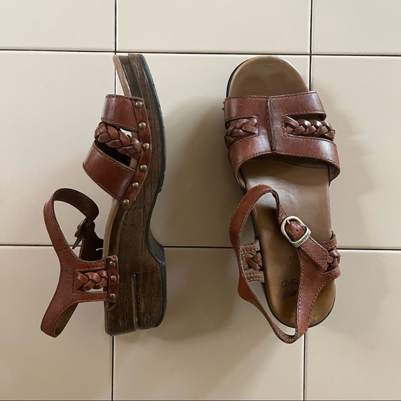 Dansko Brown Leather Sandals - Picture 1 of 5